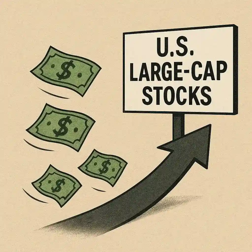 Illustration showing money shifting away from U.S. large-cap stocks